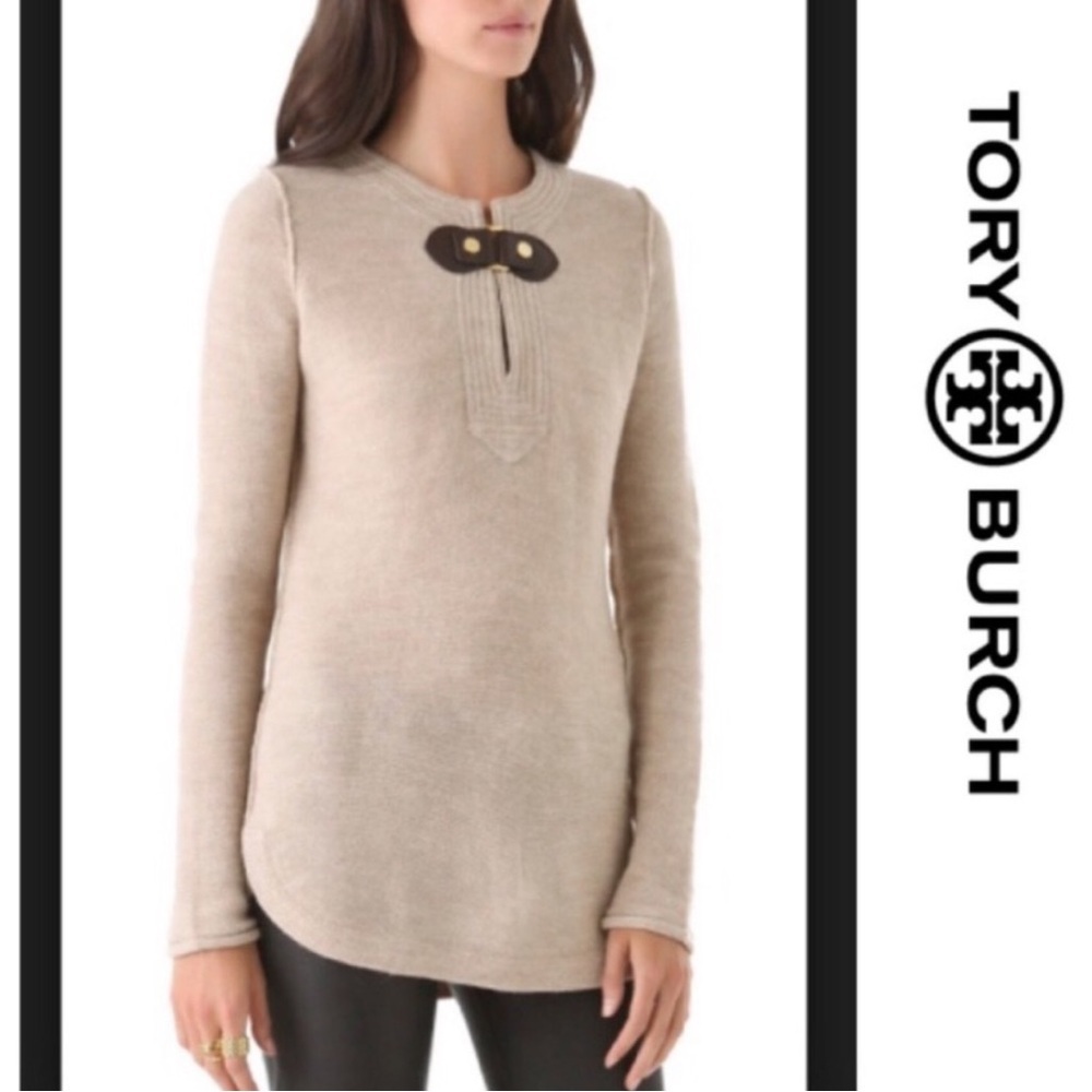 Tory Burch Mim Tan Tunic Sweater